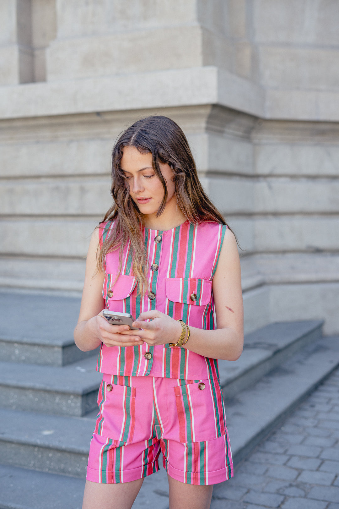 VEST LISBON - STRIPES PINK