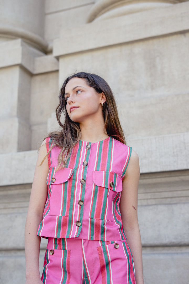 VEST LISBON - STRIPES PINK