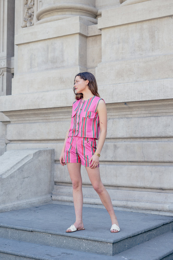 VEST LISBON - STRIPES PINK