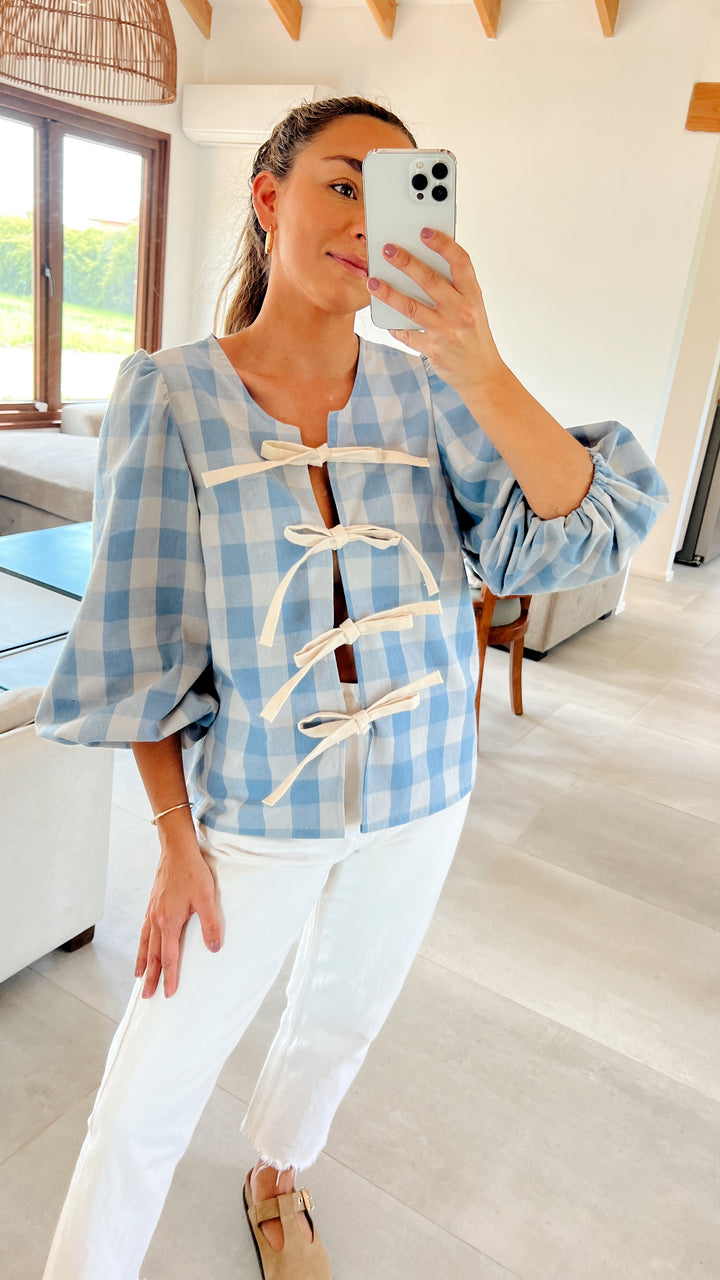 (PRE - ORDER) BLUSA MARTINA - VICHY LIGHT BLUE